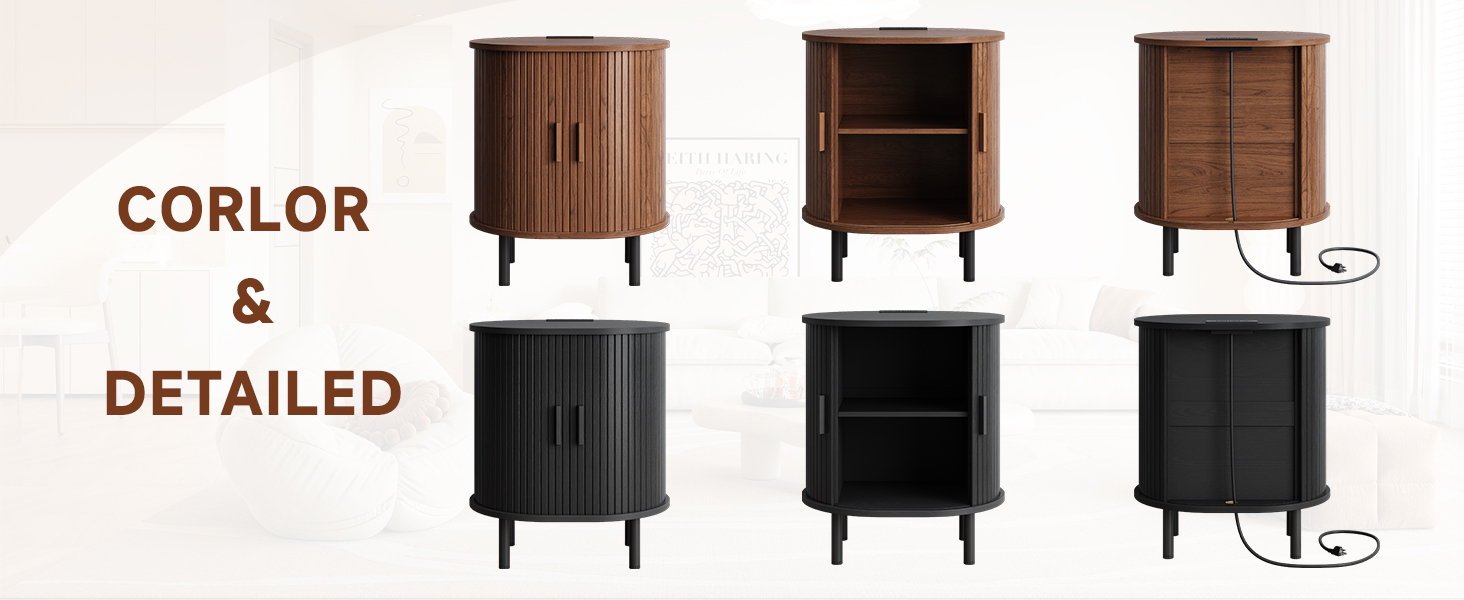 Amazon.com: ONBRILL Oval End Table with Storage & Charging Station